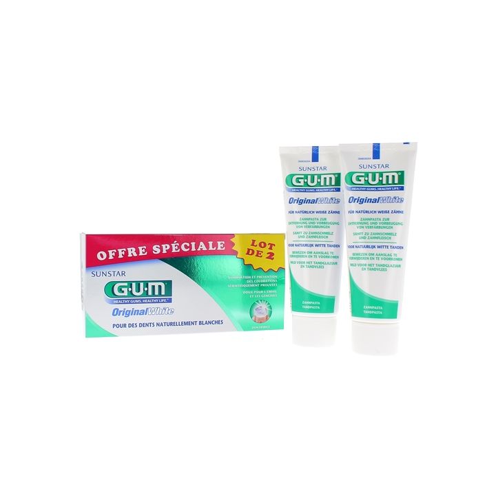 Original White Dentifrice GUM - lot de 2 tubes de 75 ml