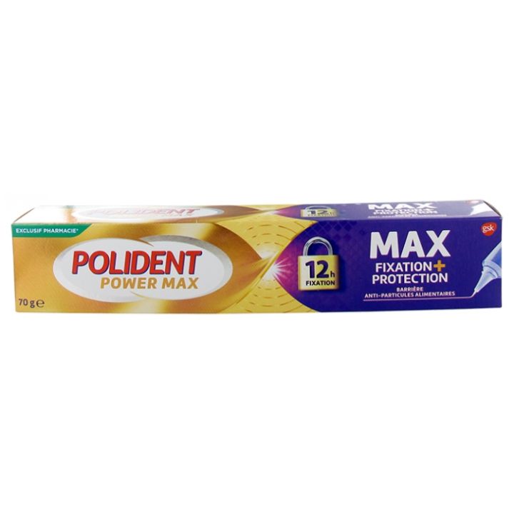 Polident crème fixative Power Max Fixation + Protection - tube de 70g