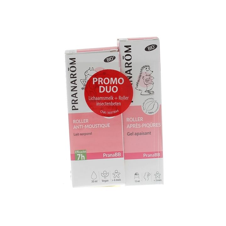 Pranabb Roller anti-moustiques bio + Roller après-piqûres bio Pranarôm - lot de 2 rollers
