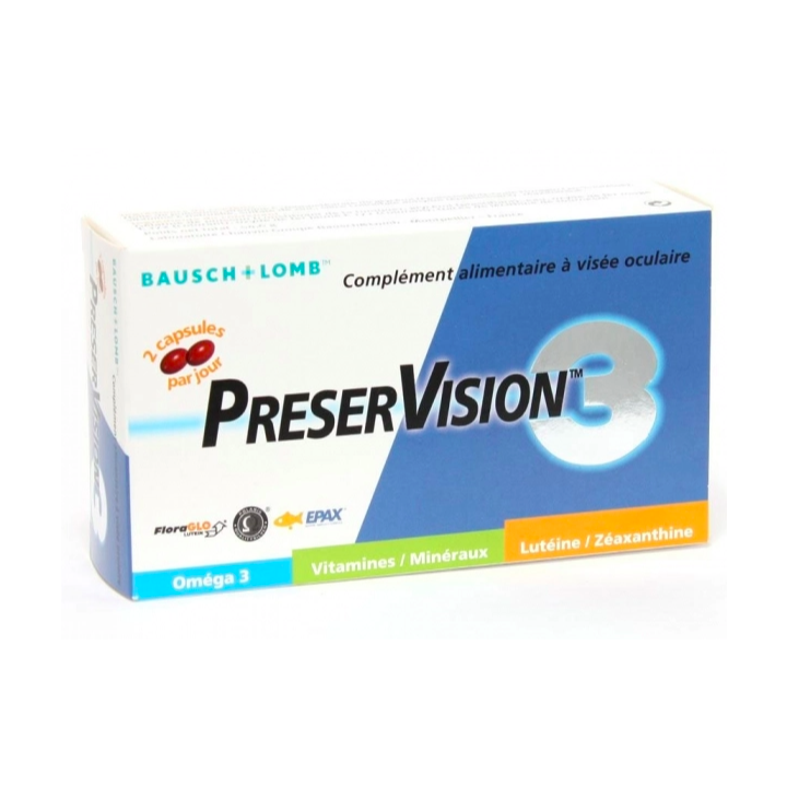 Preservision 3 complément alimentaire à visée oculaire Bausch lomb - Boite de 60 capsules