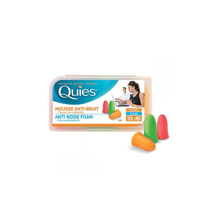 Protection auditive mousse confort Quies - boite de 3 paires