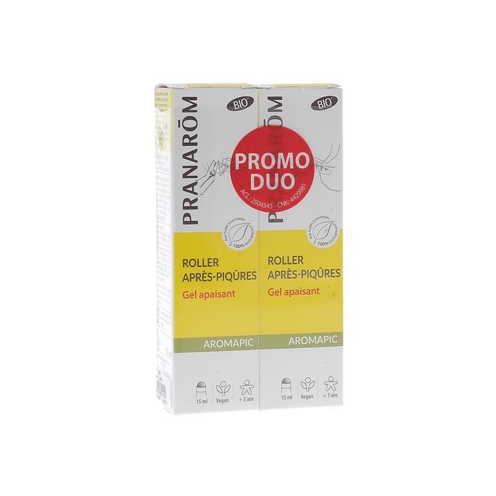 Roller gel apaisant piqûres bio Aromapic Pranarôm - lot de 2 roll-on de 15ml