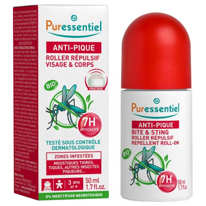 Roller répulsif visage & corps anti-pique Puressentiel - roller de 50 ml