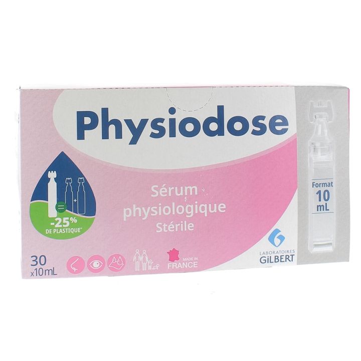 Sérum physiologique stérile Laboratoires Gilbert - boîte de 30 unidoses de 10ml