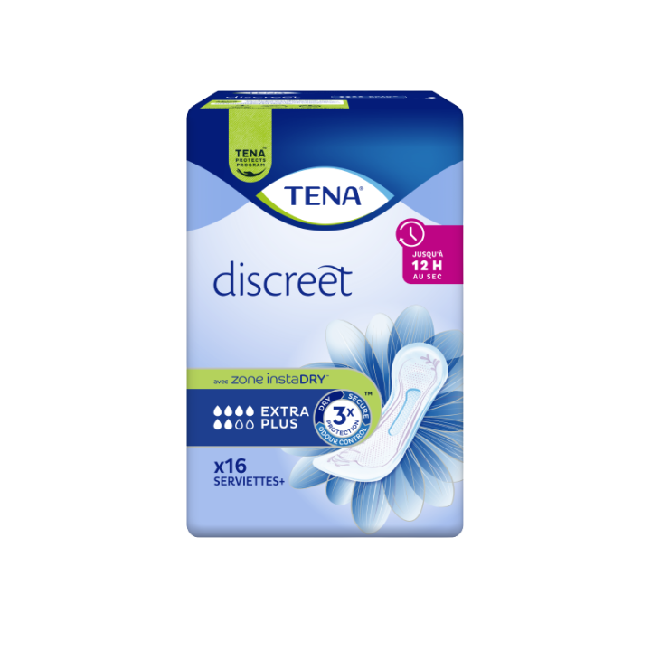 Serviettes hygiéniques Discreet extra plus Tena - 16 serviettes