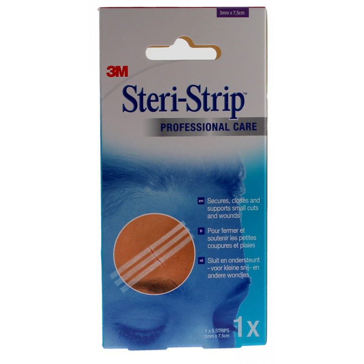 Steri-Strip Sutures cutanées adhésives 3M - boîte de 5 bandelettes de 3mm x 7,5cm