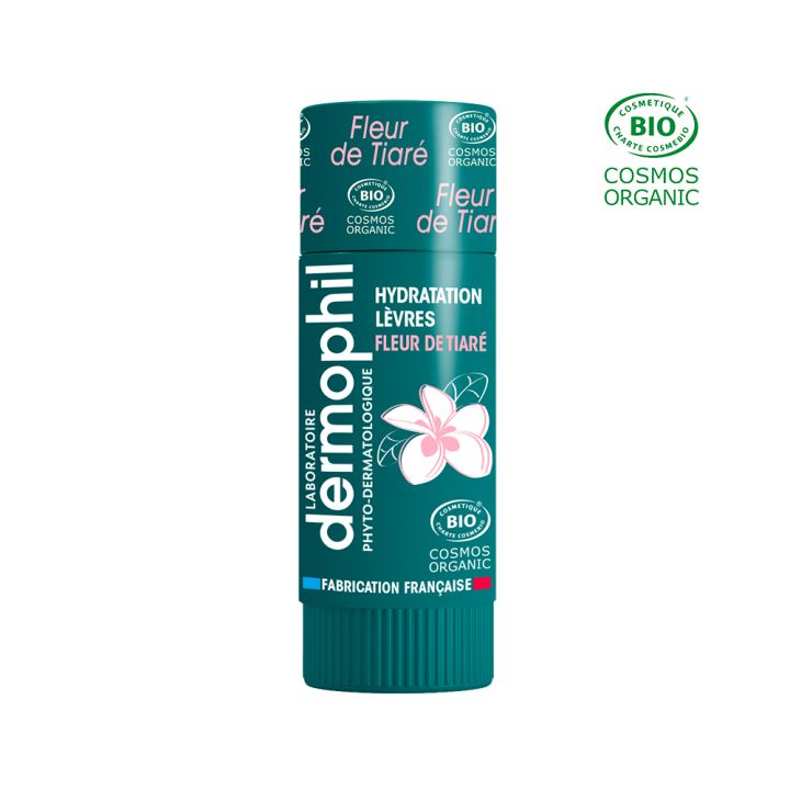 Stick à lèvres fleur de tiaré bio Dermophil Indien - stick de 4 g
