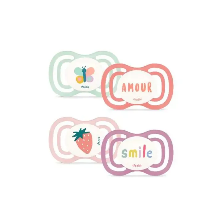 Sucettes anatomiques F4 extra fine jour et nuit +18 mois Dodie - 2 sucettes