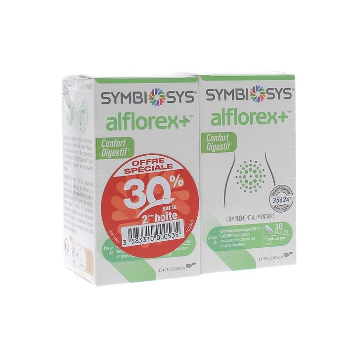 Symbiosys Alflorex+ Biocodex - lot de 2 boîtes de 30 gélules