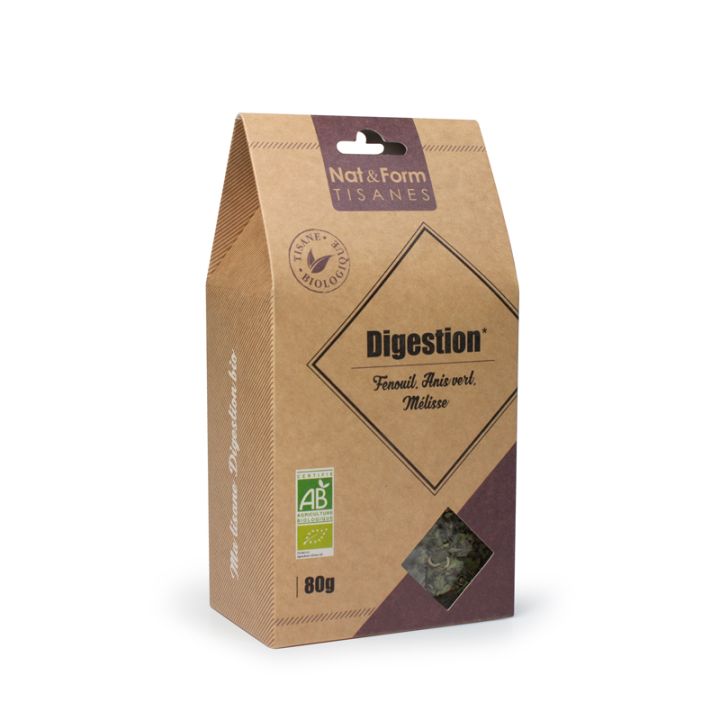 Tisane digestion fenouil, anis vert, mélisse bio Nat & Form - sachet de 80 g