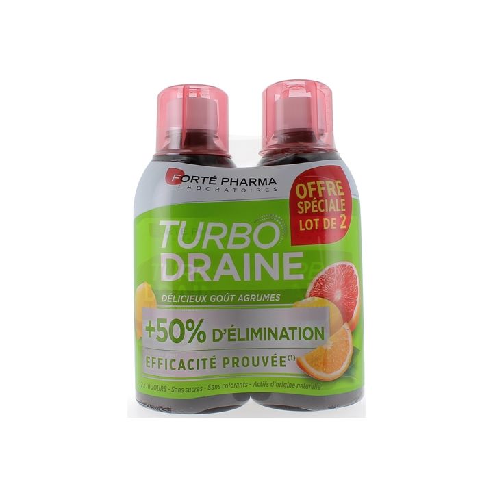 Turbo draine goût agrumes Forté Pharma - Lot de 2 flacons de 500 ml