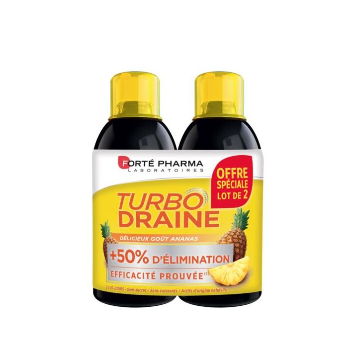 Turbodraine goût ananas Forté Pharma - lot de 2 flacons de 500 ml