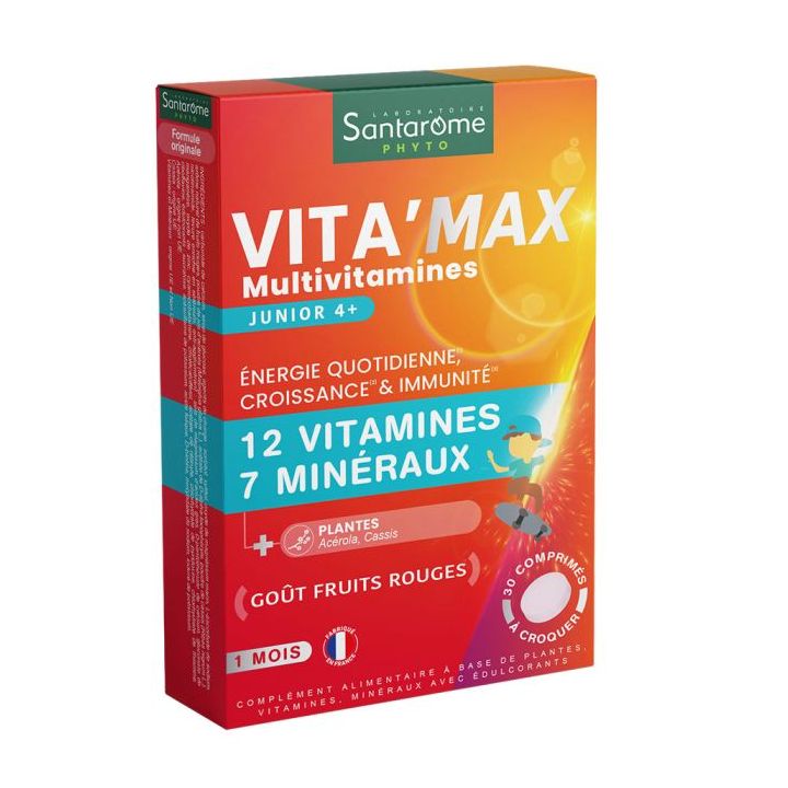 Vita'max multivitamines junior Santarome - boîte de 30 comprimés à croquer