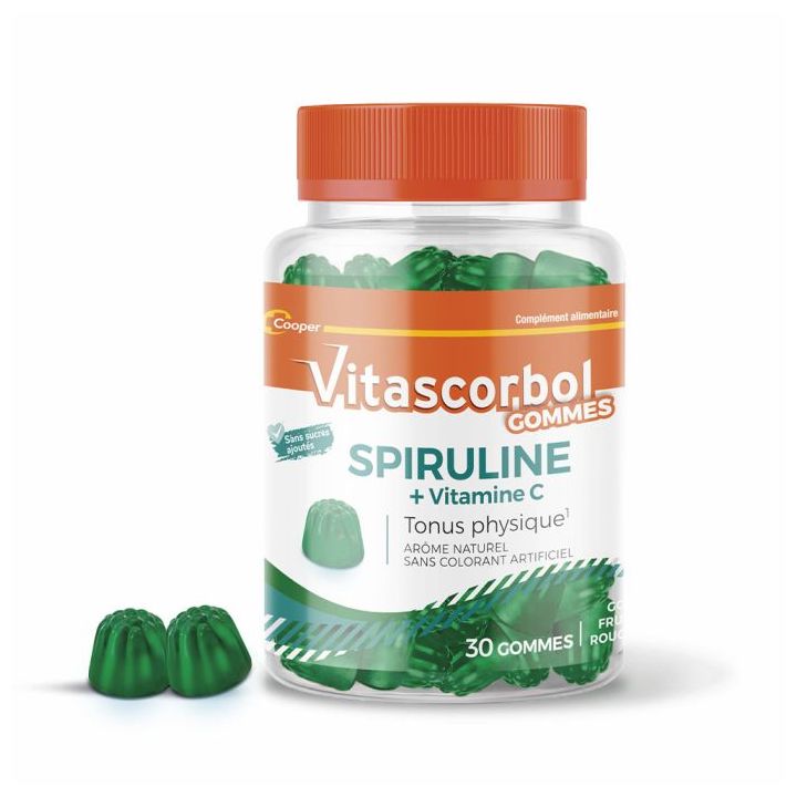 Vitascorbol Spiruline + vitamine C Cooper - pot de 30 gommes