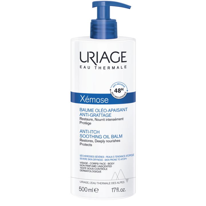 Xémose baume oléo-apaisant anti-grattage Uriage - flacon pompe de 500 ml