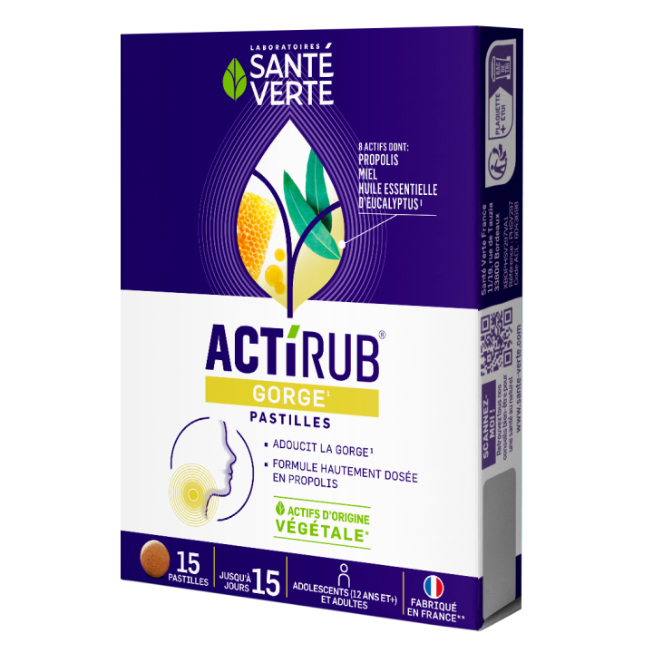 Actirub gorge Santé verte - boite de 15 pastilles