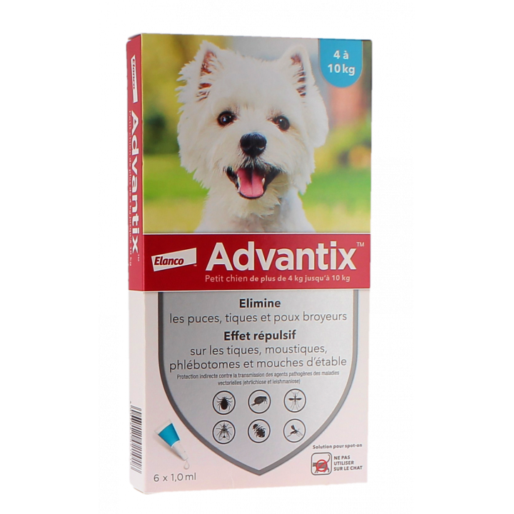 Advantix petit chien de 4 à 10 kg Bayer - boite de 6 pipettes