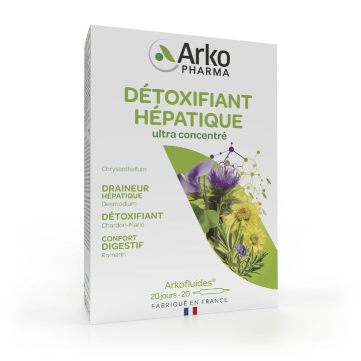 Arkofluides Détoxifiant Hépatique Arkopharma - boîte de 20 ampoules
