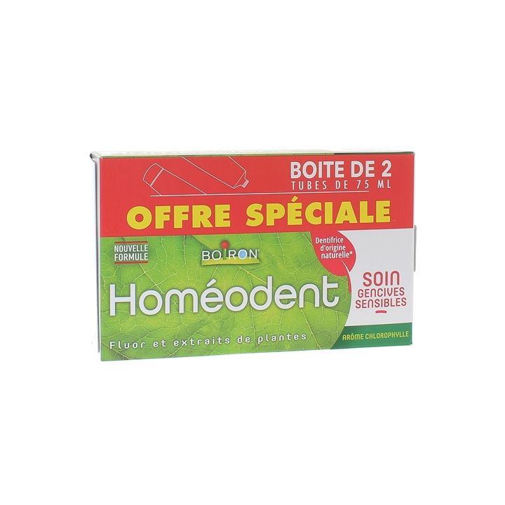 Homéodent soin gencives sensibles goût chlorophylle Boiron - 2 tubes de 75 ml