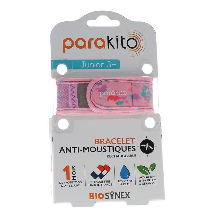 Bracelet anti-moustiques rechargeable junior Sirène Para Kito - 1 bracelet + 2 recharges