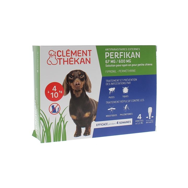 Perfikan 67 mg/600 mg pour petits chiens Clément-Thékan - 4 pipettes de 1,10 ml