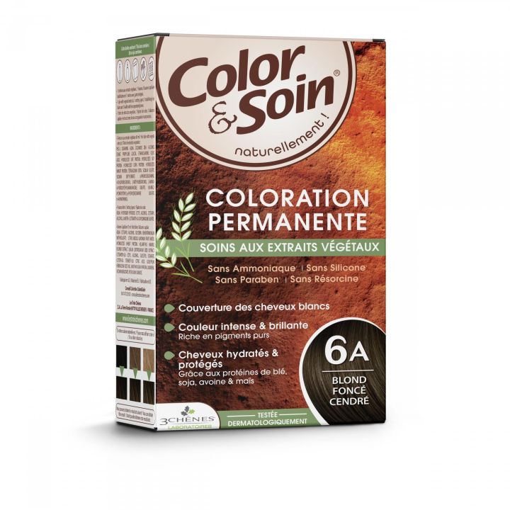 Color & soin coloration permanente Blond cendré foncé 6A Les 3 chênes - 1 kit