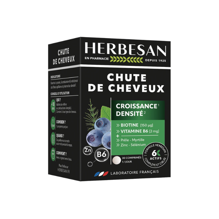 Chute de cheveux croissance densité Herbesan - boite de 30 comprimés