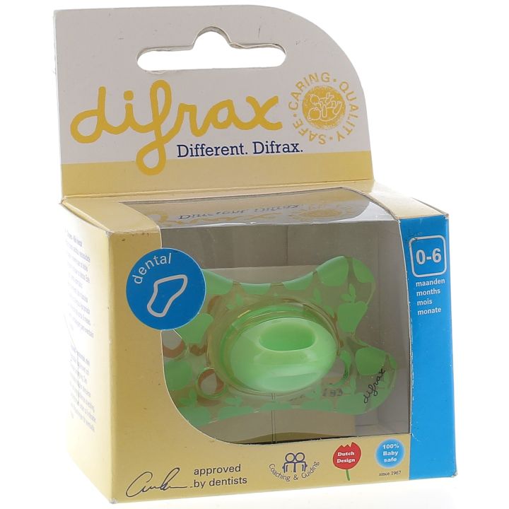 Sucette dentaire avec anneau 0-6 mois Difrax - 1 sucette