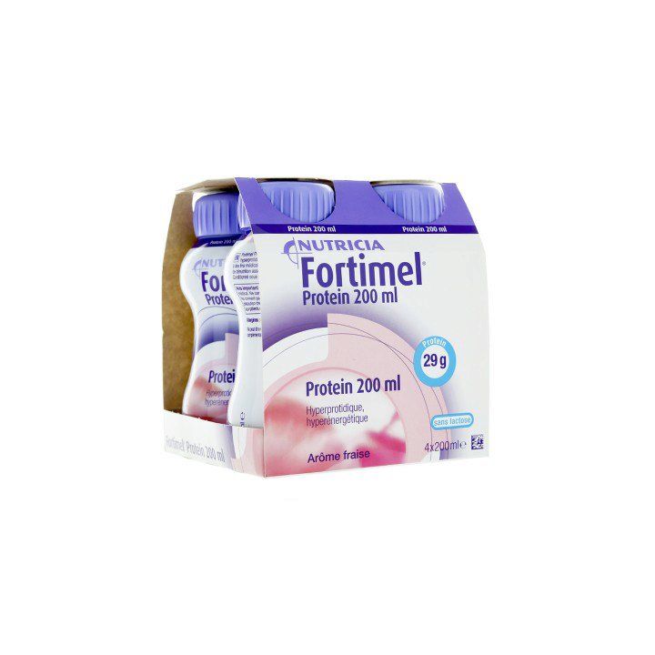 Fortimel protein goût fraise Nutricia - 4 bouteilles de 200 ml