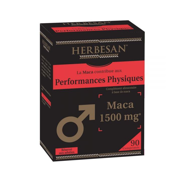 Maca 1500 mg Performances physiques Herbesan - Boite de 90 comprimés