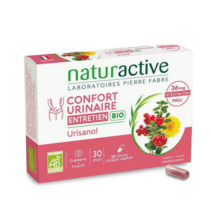 Urisanol Confort urinaire entretien bio Naturactive - boîte de 30 gélules