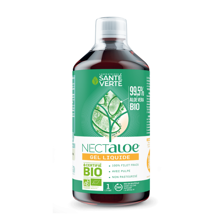 Nectaloe Aloe Vera 99,5% en gel liquide bio Santé Verte - bouteille de 1 litre