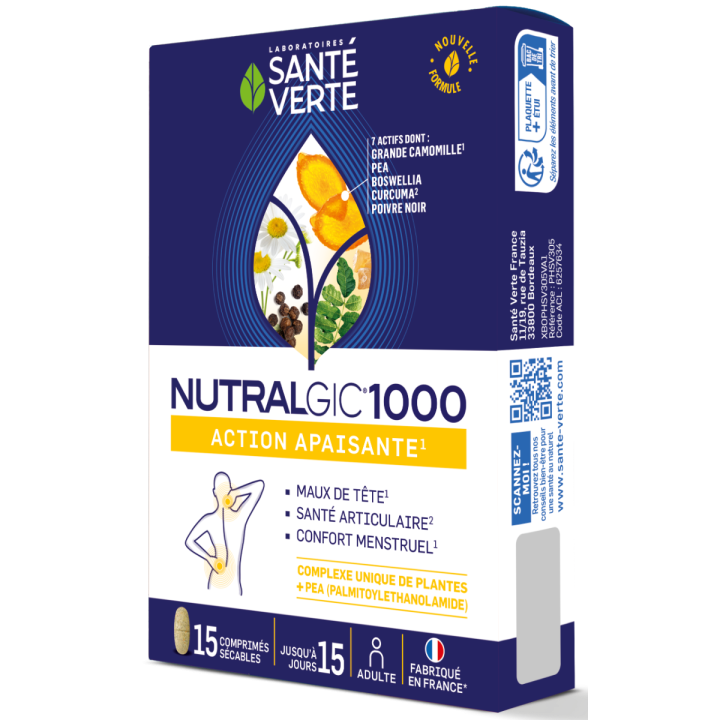 Nutralgic 1000 action apaisante Santé verte - 15 comprimés