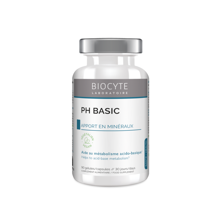pH basic sels minéraux alcalins Biocyte - pot de 90 gélules micro-encapsulés