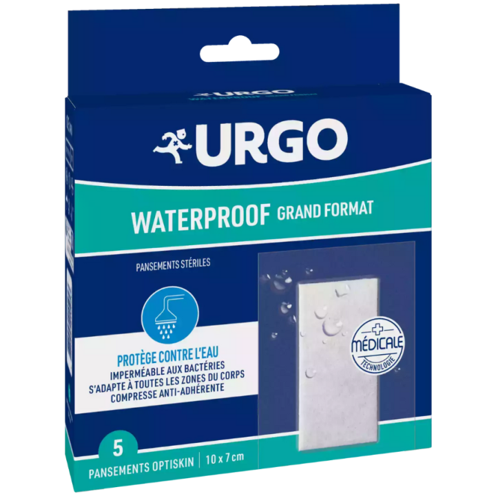 Pansements stériles Waterproof grand format Urgo - boite de 5 pansements 10x7cm