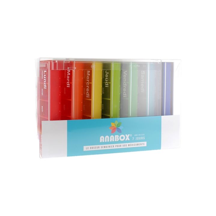 Pilulier hebdomadaire arc-en-ciel Anabox - 1 pilulier