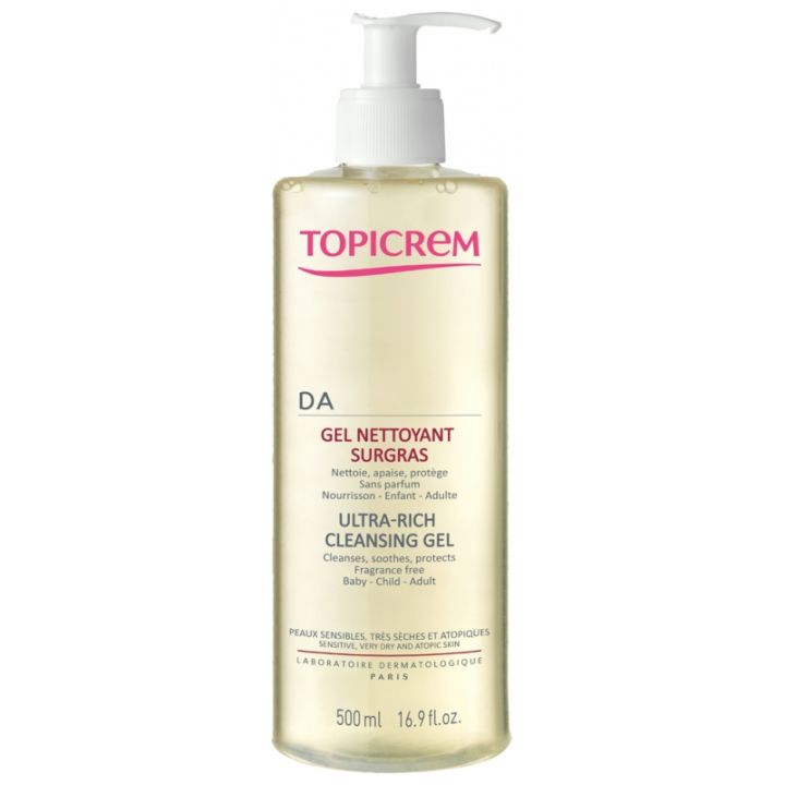DA gel nettoyant surgras Topicrem - flacon-pompe de 500 ml