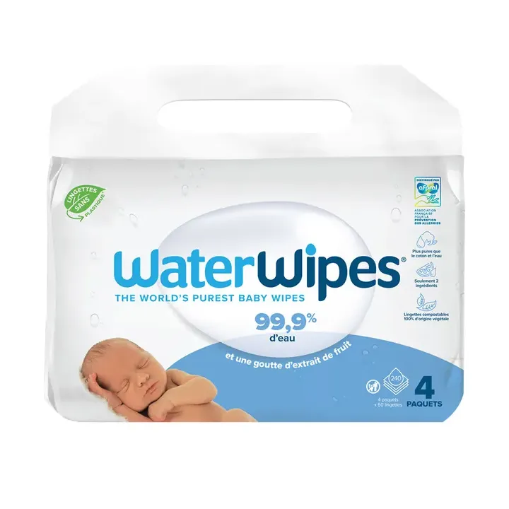 Waterwipes lingettes pour bébés - lot de 4 x 60 lingettes