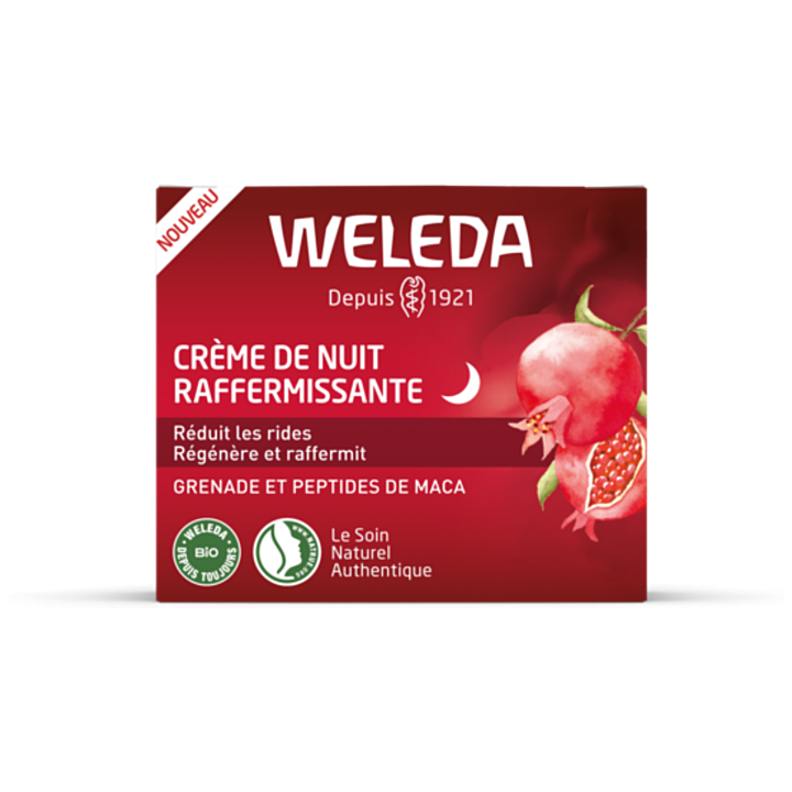 Crème de nuit raffermissante à la grenade Weleda - pot de 40 ml