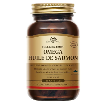 Full spectrum omega huile de saumon Solgar - pot de 120 capsules