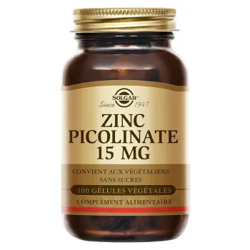 Zinc Picolinate 15mg Solgar - boîte de 100 gélules