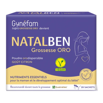 Gynéfam natalben grossesse oro poudre orodispersible goût citron Effik - boite de 28 sachets