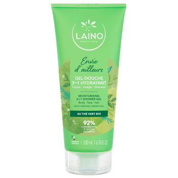 Gel douche 3 en 1 hydratant au thé vert bio Laino - tube de 200ml