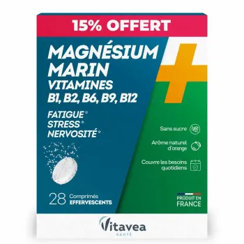 Magnésium marin + vitamines B1 B2 B6 B9 B12 Vitavea - boite de 28 comprimés effervescents offre spéciale