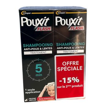 Shampooing Flash traitement anti-poux et lentes Pouxit - offre spéciale lot de 2 flacons de 100ml