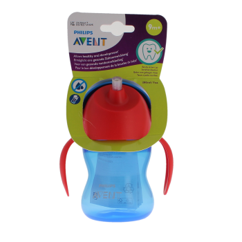 Avent tasse avec paille bleu 9 mois et + Philips - tasse de 200ml