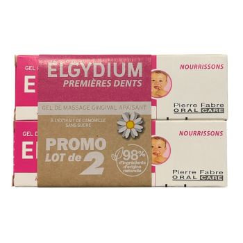 Gel de massage gingival apaisant premières dents Elgydium - lot de 2 tubes de 15ml offre spéciale