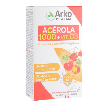 Azinc Vitamines C + D3 Arkopharma - boîte de 20 comprimés effervescents
