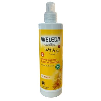 Crème lavante corps et cheveux Calendula Weleda bébé - flacon-pompe de 400ml