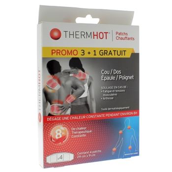 ThermHot Patchs chauffants cou/dos/épaule/poignet Therapearl - boîte de 3 patchs + 1 gratuit